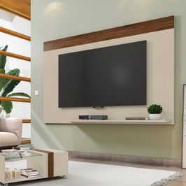 Painel Para TV Até 75 Polegadas 1 Prateleira Malha Caemmun Off White/Havana