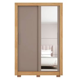 Guarda Roupa com Espelhos 2 Portas 4 Gavetas com Pés Santiago Caemmun Lamina mel/off/cacao