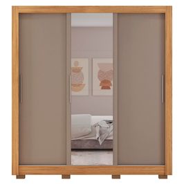 Guarda Roupa com Espelhos 3 Portas 2 Gavetas com Pés Santiago Caemmun Lamina mel/off/cacao