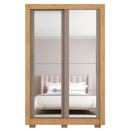 Guarda Roupa com Espelhos 2 Portas 4 Gavetas com Pés Santiago Caemmun Lamina mel/off/cacao