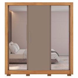 Guarda Roupa com Espelhos 3 Portas 4 Gavetas com Pés Santiago Caemmun Lamina mel/off/cacao