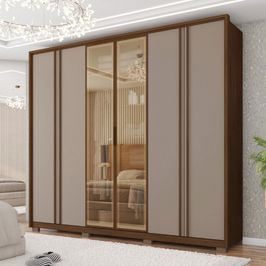 Guarda Roupa Casal 6 Portas 4 Gavetas Caemmun Fendi/havana