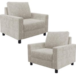 Kit 02 Poltronas Decorativa Para Sala De Estar E Recepção Malta L02 Bouclê Creme - Lyam Decor