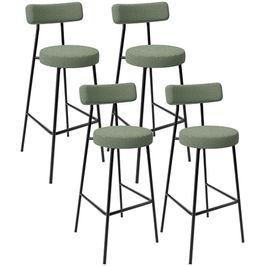 Kit 04 Banquetas Alta Bar Cozinha Sala De Jantar Estrutura Em Aço Milão L02 Bouclê Oliva - Lyam Decor