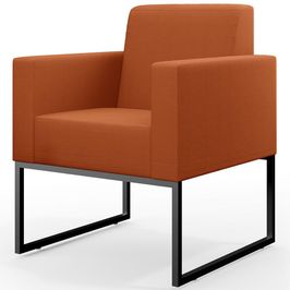Poltrona Para Sala De Estar Base Fixa De Metal Helô L02 Tecido Terracota - Lyam Decor