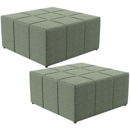 Kit 02 Puffs Decorativo Para Sala de Estar Quadrado Milano 90x90cm W01 Bouclê Oliva - Lyam Decor
