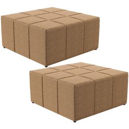 Kit 02 Puffs Decorativo Para Sala de Estar Quadrado Milano 90x90cm W01 Bouclê Mostarda - Lyam Decor