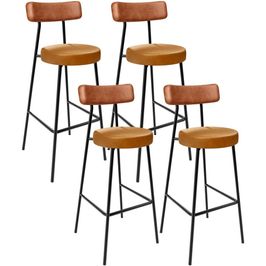 Kit 04 Banquetas Alta Bar Cozinha Sala De Jantar Milão L02 Couríssimo Camel Whisky - Lyam Decor