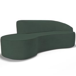 Sofá 4 Lugares Curvo Sala de Estar Living Firenze Direito D02 Linho Verde Musgo 280 cm C-117 - Lyam