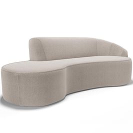 Sofá 3 Lugares Curvo Sala de Estar Living Firenze Direito D02 Bouclê Creme 230 cm B-54 - Lyam