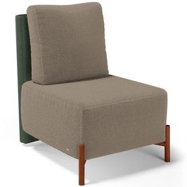 Poltrona Decorativa Sala Estar Living Pés Madeira Hungria L02 Couríssimo Verde Bouclê Bege - Lyam
