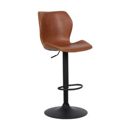Banqueta Base Aço Giratória Naboo Com Regulagem de Altura PU Marrom G56 - Gran Belo