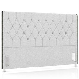 Cabeceira Cama Box Casal 140cm Estofada Frizza P05 Linho Cinza Claro - Lyam Decor