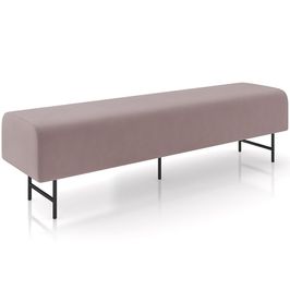 Puff Recamier Decorativo com Pés Industrial 140cm Novara P05 Veludo Rosê - Lyam Decor