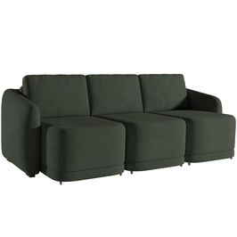 Sofá Cama para Sala de Estar 3 Lugares 246cm Montserrat K01 Veludo Verde - Lyam Decor