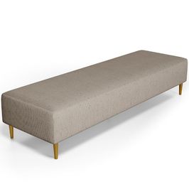Puff Decorativo Sala de Estar Bali W01 Pés Palito 170x60cm Linho Bege - Lyam Decor