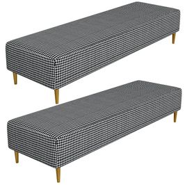 Kit 02 Puffs Decorativo Sala de Estar Bali W01 Pés Palito 190x60cm Pied Poule - Lyam Decor