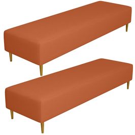 Kit 02 Puffs Decorativo Sala de Estar Bali W01 Pés Palito 210x60cm Tecido Terracota - Lyam Decor