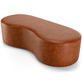 Puff Decorativo Orgânico para Living Quarto 140cm Orbit W01 Couríssimo Camel - Lyam Decor