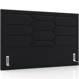 Cabeceira Cama Box Casal 140cm Estofada Nora P05 Veludo Preto - Lyam Decor