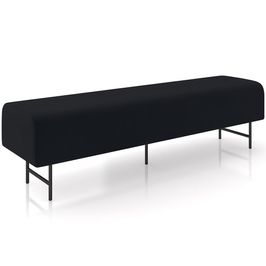 Puff Recamier Decorativo com Pés Industrial 140cm Novara P05 Veludo Preto - Lyam Decor