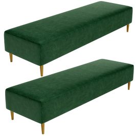 Kit 02 Puffs Decorativo Sala de Estar Bali W01 Pés Palito 190x60cm Couríssimo Verde musgo - Lyam Decor