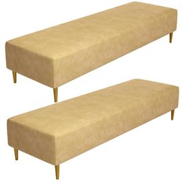 Kit 02 Puffs Decorativo Sala de Estar Bali W01 Pés Palito 210x60cm Couríssimo Fendi - Lyam Decor