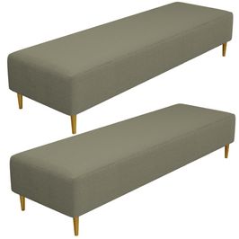 Kit 02 Puffs Decorativo Sala de Estar Bali W01 Pés Palito 190x60cm Bouclê Oliva - Lyam Decor