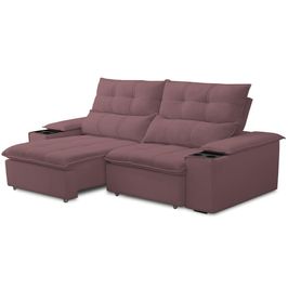 Sofá Retrátil Reclinável Para Sala de Estar Living 210cm Ártico F04 Veludo Lilás - Lyam Decor