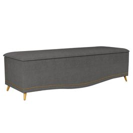 Calçadeira Baú Casal 140cm com Tachas Imperial J02 Linho Grafite - Mpozenato