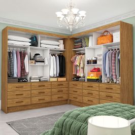 Closet Casal Duplo Sevilha Premium 18 Gavetas Carioca Móveis Cinamomo