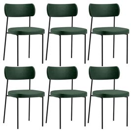 Kit 06 Cadeiras Decorativas Estofada Para Sala Jantar Melina L02 Couríssimo Verde Musgo - Lyam Decor