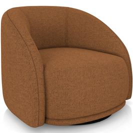 Poltrona Decorativa Giratória Angelina M03 Linho Telha - Lyam Decor