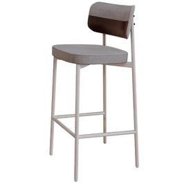 Banqueta Alta Bar Cozinha Sala De Jantar Aço Branco Kaira C01 Linho Cinza Courino Café - Lyam Decor
