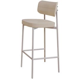 Banqueta Alta Bar Cozinha Sala De Jantar Aço Branco Kaira C01 Linho Areia - Lyam Decor