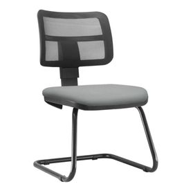 Cadeira de Escritório Recepção Fixa Zip L02 Couro Sintético Cinza - Lyam Decor