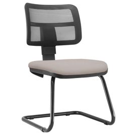 Cadeira de Escritório Recepção Fixa Zip L02 Linho Bege - Lyam Decor