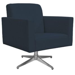 Poltrona Decorativa com Base Giratória Para Sala de Estar Helô L02 Suede Azul Marinho - Lyam Decor