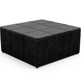 Puff Decorativo Para Sala de Estar Quadrado Milano 90x90cm W01 Couríssimo Preto - Lyam Decor