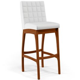 Banqueta Alta Para Cozinha Sala de Jantar Fixa Mila L02 Facto Branco Fosco - Lyam Decor