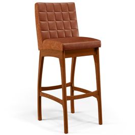 Banqueta Alta Para Cozinha Sala de Jantar Fixa Mila L02 Couríssimo Camel - Lyam Decor