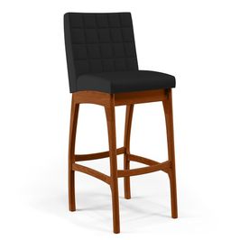 Banqueta Alta Para Cozinha Sala De Jantar Fixa Mila L02 Facto Preto Fosco - Lyam Decor