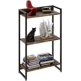 Estante Multiuso Escritório Industrial 3 Prateleiras Areta 104x60cm C01 Carvalho Dark - Lyam Decor