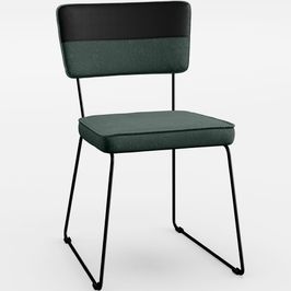 Cadeira Estofada Sala De Jantar Allana L02 Faixa Facto Preto Linho Verde Musgo - Lyam Decor