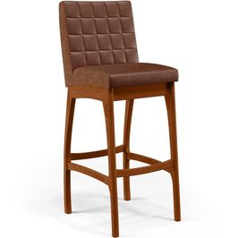 Banqueta Alta Para Cozinha Sala De Jantar Fixa Mila L02 Couríssimo Marrom - Lyam Decor