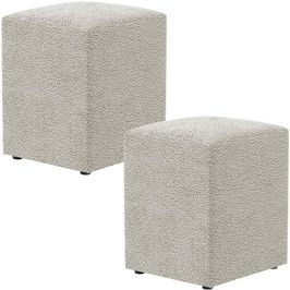Kit 02 Puffs Quadrado Decorativo L02 Bouclê Creme - Lyam Decor