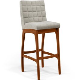 Banqueta Alta Para Cozinha Sala De Jantar Fixa Mila L02 Bouclê Creme - Lyam Decor