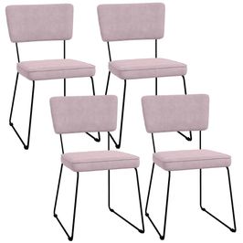 Kit 04 Cadeiras Decorativas Para Sala De Jantar Allana L02 Suede Rosê - Lyam Decor