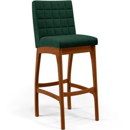Banqueta Alta Para Cozinha Sala De Jantar Fixa Mila L02 Bouclê Verde - Lyam Decor