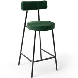 Banqueta Baixa Para Cozinha Sala De Jantar Bancada Milão L02 Couríssimo Verde Musgo - Lyam Decor